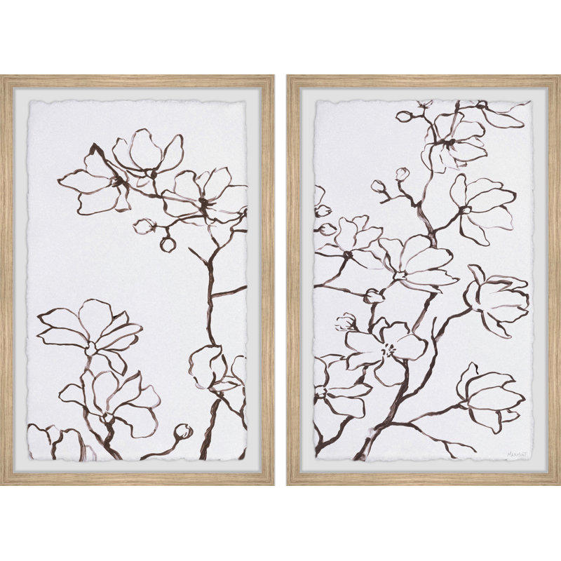 Flowery Branches by Marmont Hill - 2 Piece Single Picture Frame Painting Set, 45" H x 38" W x 3.81" D