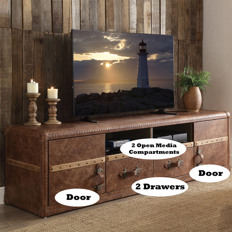 Garfinkel 2-Drawer Rectangular TV Stand in Retro Brown