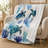 Ocean Reef Turtle Blanket, Watercolor Blue Marine Life Print with Four Turtles and Coral Branches, Flannel Material for Sofa, Bed, Reading and Travel, 60 x 80 in-134968509
