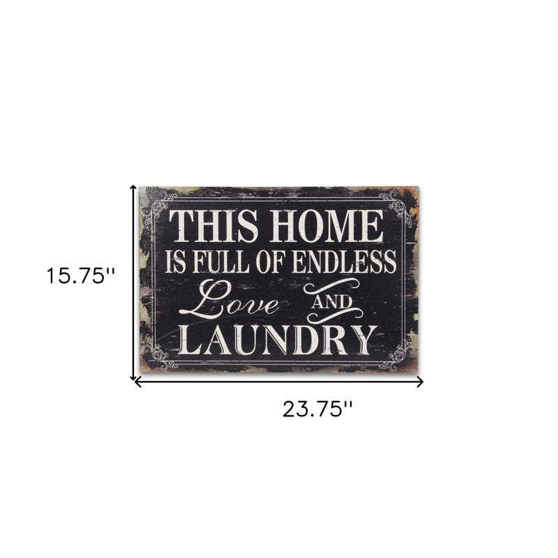 Patrice Wooden Wall Sign, Farmhouse Laundry Room Wall Décor, Black, 23.6" x 15.8"