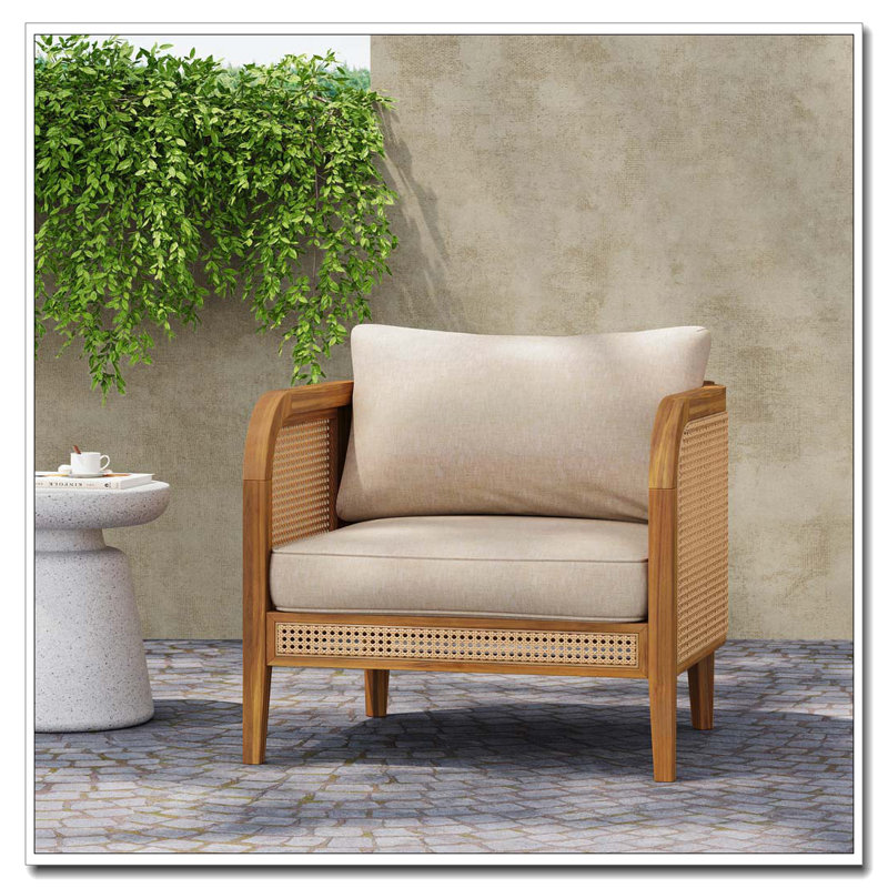 Chaise rembourrée en osier pour l'extérieur