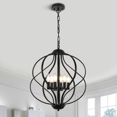 Avers 6 - Light Unique Geometric Chandelier Wrought Iron Accents(18.9")