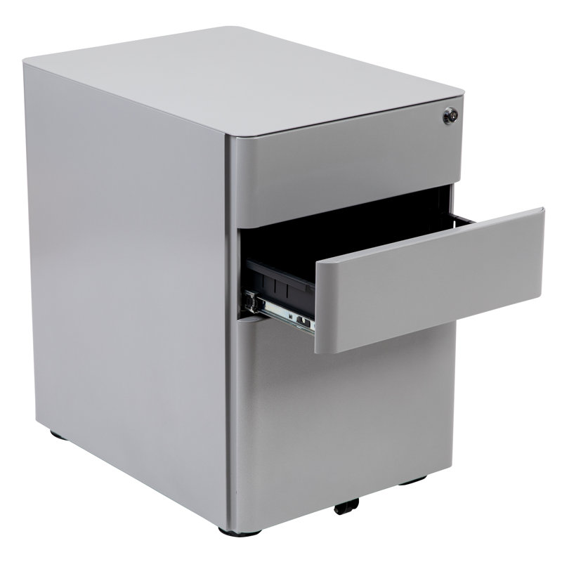 Stephana 3-Drawer Locking Mobile Vertical Filing Cabinet, Gray