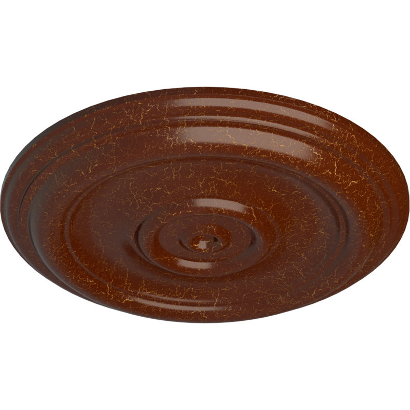 Médaillon de plafond traditionnel Endurathane, DO 12 po x P 1 po (convient aux auvents jusqu'à 2 3/4 po), fini craquelé acajou peint à la main