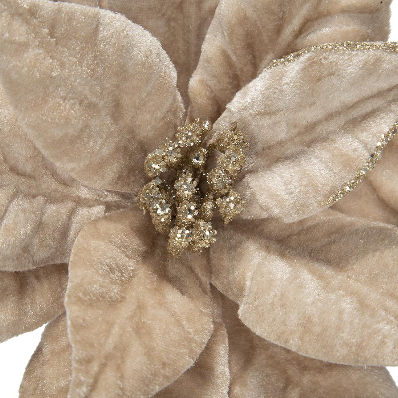 Champagne Polyester Poinsettia Stems Set of 12