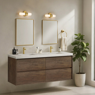 Melihcan 60 Inch Floating Wall-mounted Bahtroom Vanity With Double Sinks