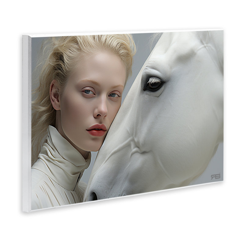 «White Horse & Woman» par RB, H 10 po x l 15 po