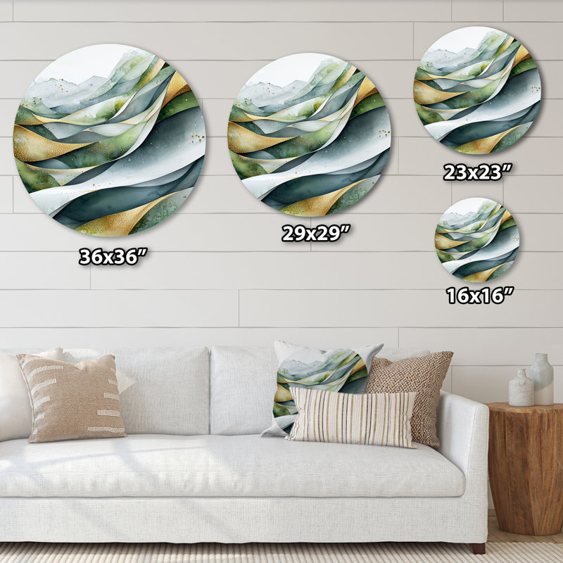 Nature Murmures de peinture rigide I - Décoration murale moderne en métal vert, H 36 po x l 36 po
