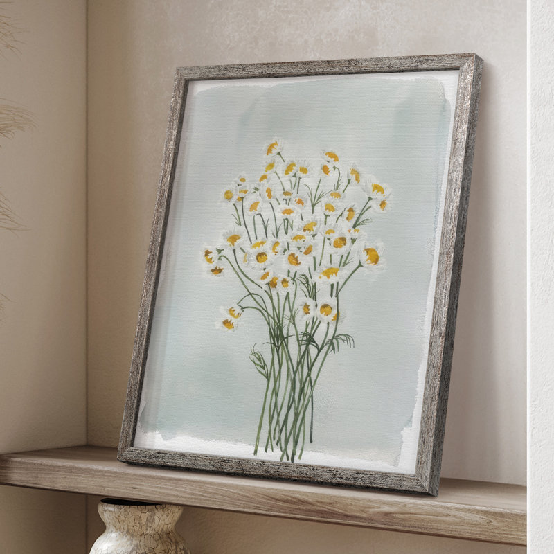 «Chamomile Bouquet I», reproduction encadrée - bois massif, 11" H x 9" W