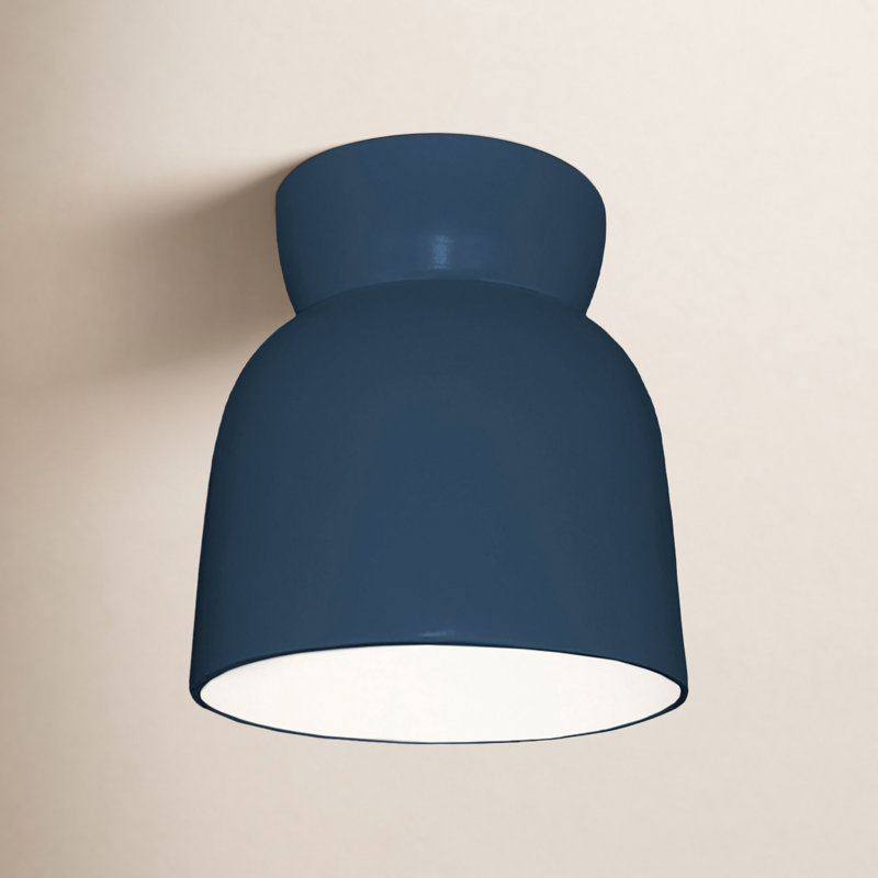 Ceramic Bell Outdoor Flush Mount, Tierra Red Slate, Incandescent (Not Included)