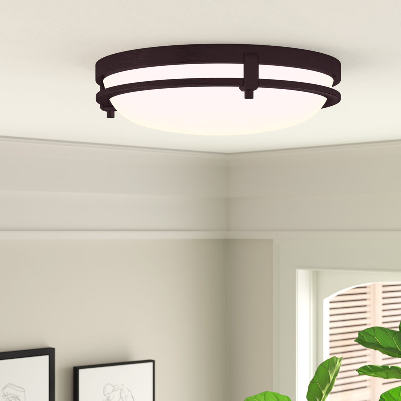 Abeer Glass LED Flush Mount, Oil Rubbed Bronze, 4.5"H x 19" W x 19" D