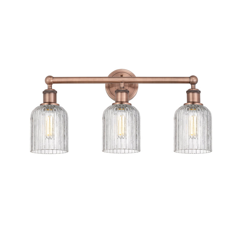 Abat-jour de salle de bain 3 lumières Edison Northgate, Cuivre antique, Clear