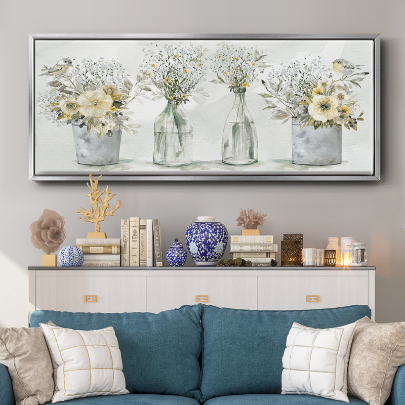 Farmhouse Bouquets- Framed Canvas, 20" H x 50" W