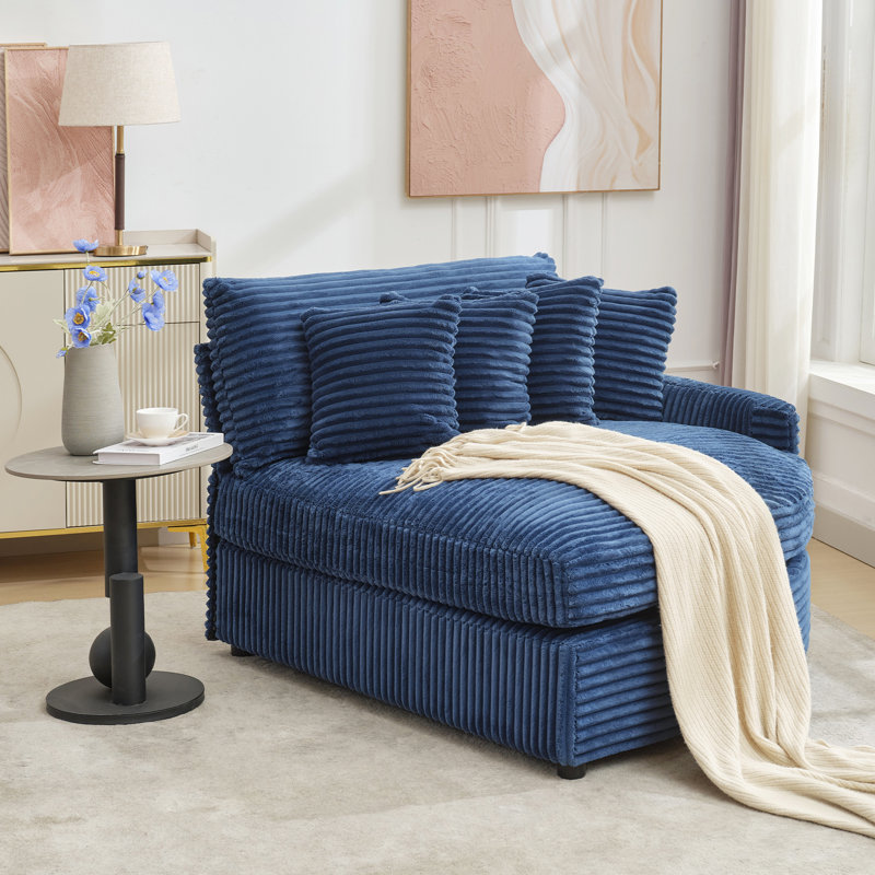 Chaise longue rembourrée avec coussin, Marine, Orienté à gauche (vu de face)