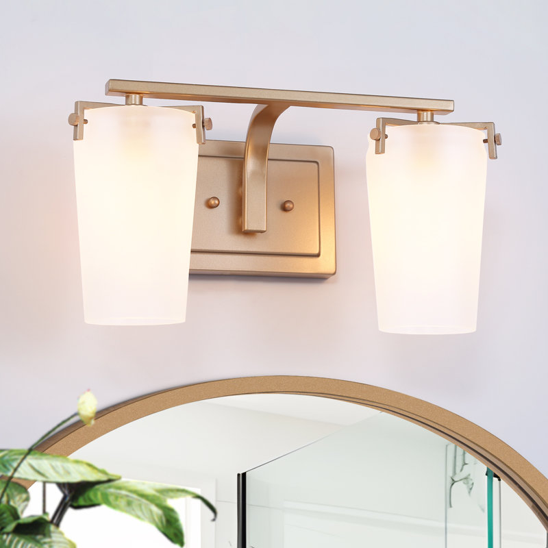 Éclairage pour meuble-lavabo moderne en verre givré à 2 lumières à intensité variable