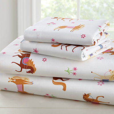  Ensemble de draps pour tout-petits 100% coton Wildkin - Draps doux et confortables - Chevaux