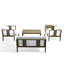 Ensemble de patio d'extérieur pour quatre personnes en teck avec coussins et deux tables Junco-19116692-19116695