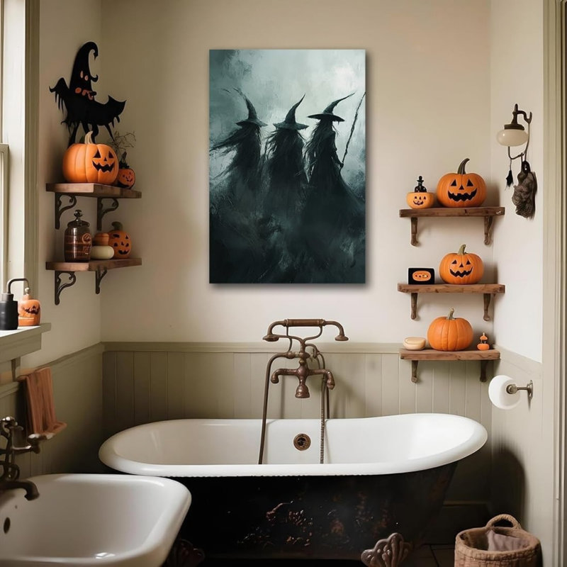 Witchs Horror Halloween Unframed Canvas Wall Art 24" X 36"