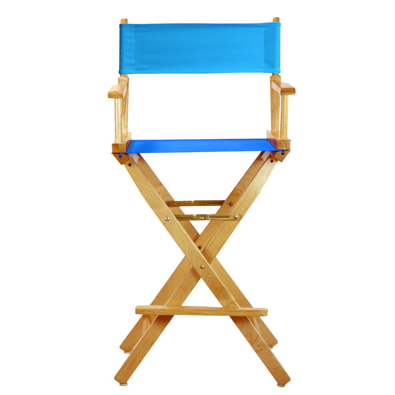 Chaise de réalisateur pliante de 30 po avec toile, Naturel, Turquoise