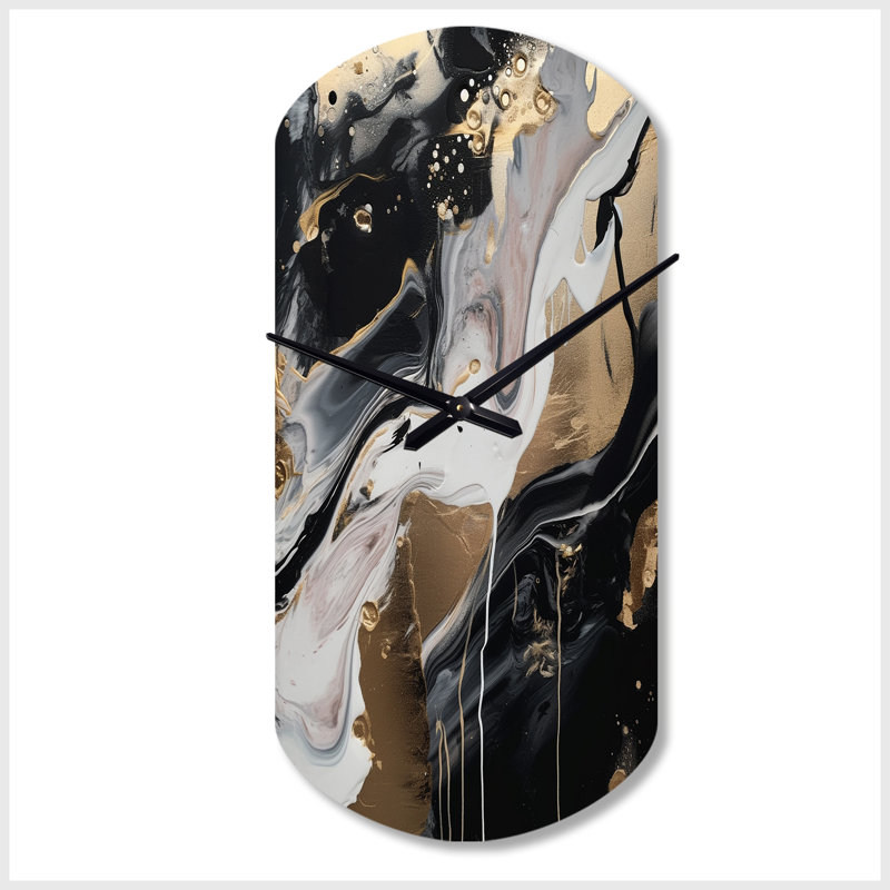 Horloge murale asymétrique en métal Back and Gold Marble Medley III - Marble, Petit