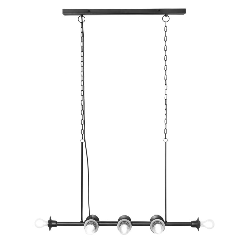  48"L 8-Light Black Metal Industrial Chandelier