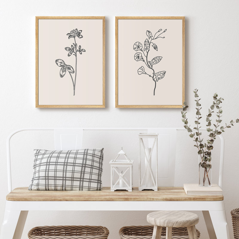 «Morning Glory Flowers», art moderne minimaliste, impressions encadrées, affiches, petit art mural de salle de bain, Naturel