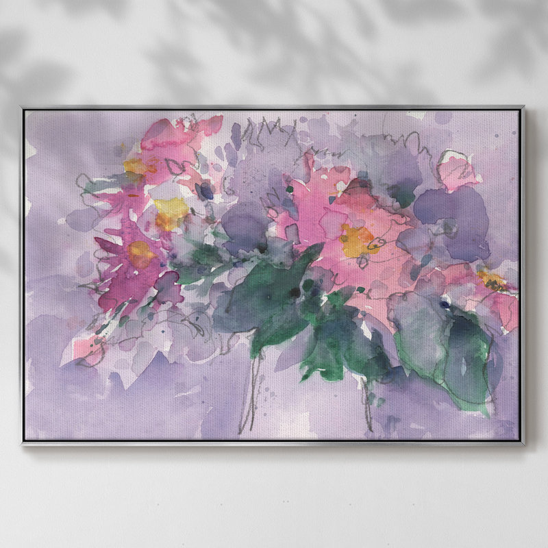 "Floral occasion I", reproduction sur toile, Argent, H 25 po x l 37 po x P 2 po