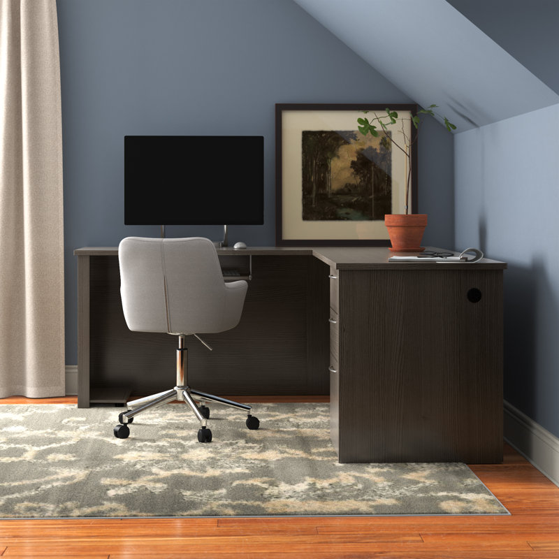 Tammara L-Shaped Executive Desk, Dark Chocolate
