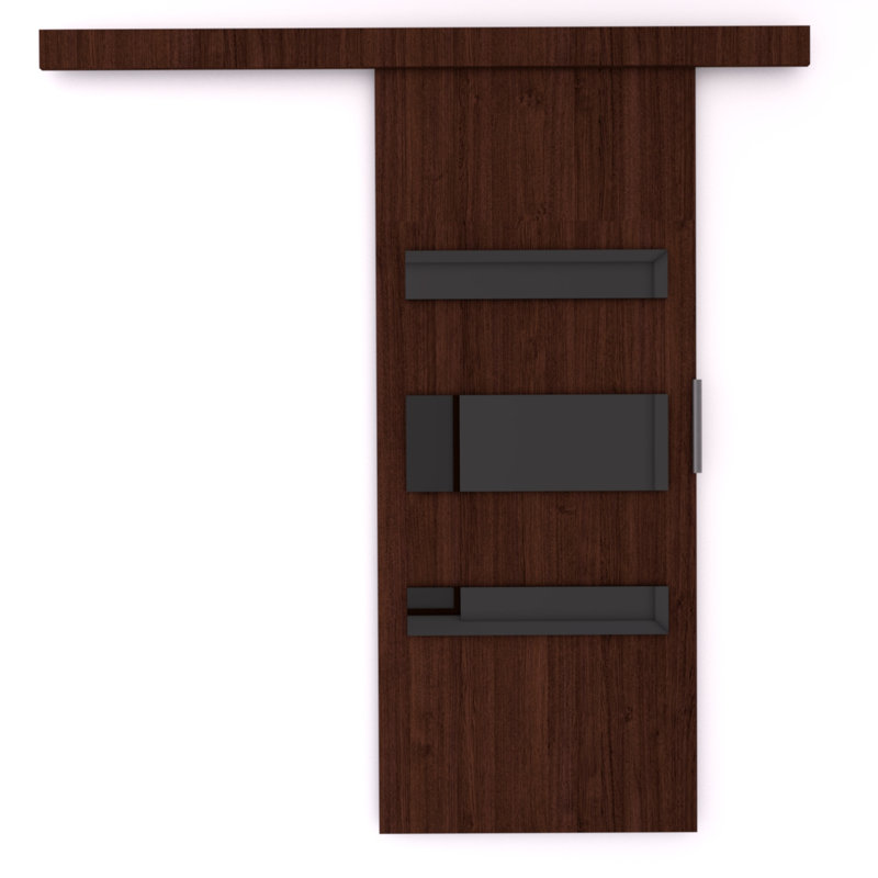 Lize Sliding Door White and Black, Sonoma Oak, 205cm H x 96cm W x 1.6cm D