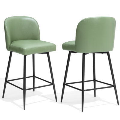 Swivel 26.8'' Faux Leather Counter Stool