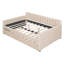 Lit de jour double rembourré avec support pour lit gigogne et lattes de bois-560226928