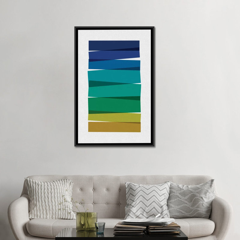 « rayures i », impression sur toile, H 26 po x l 18 po x P 1,5 po, Toile avec cadre noir, Pas de tapis