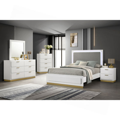 Très grand lit à panneau White Eastern