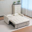 Canapé-lit polyvalent en velours 3 en 1 avec dossier réglable, poches de rangement et deux coussins pour une vie confortable
