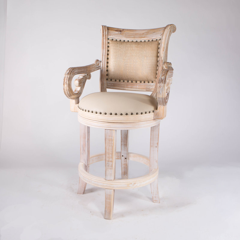 Tabouret de bar et de comptoir Bethany, Tabouret de comptoir (siège d'une hauteur de 26 p, Blanc délavé