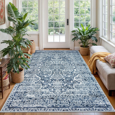  Area Rug Machine Washable Rugs with Rubber Backing for Living Room