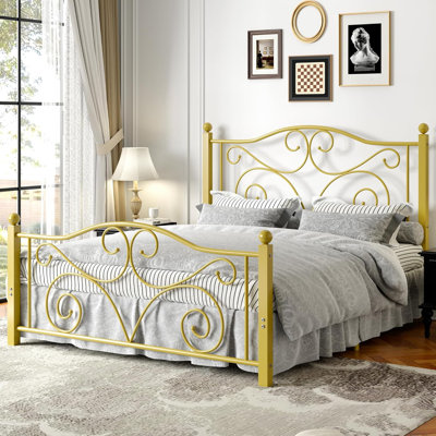 Gold Metal Queen Size Bed Frame