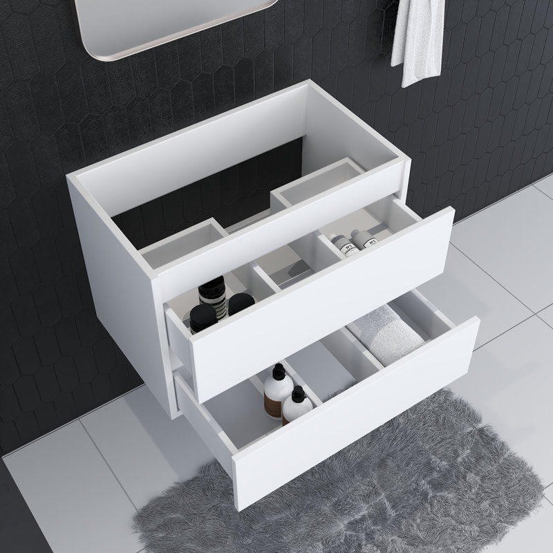 Base de meuble-lavabo simple mural 29,5 po Salt, Blanc