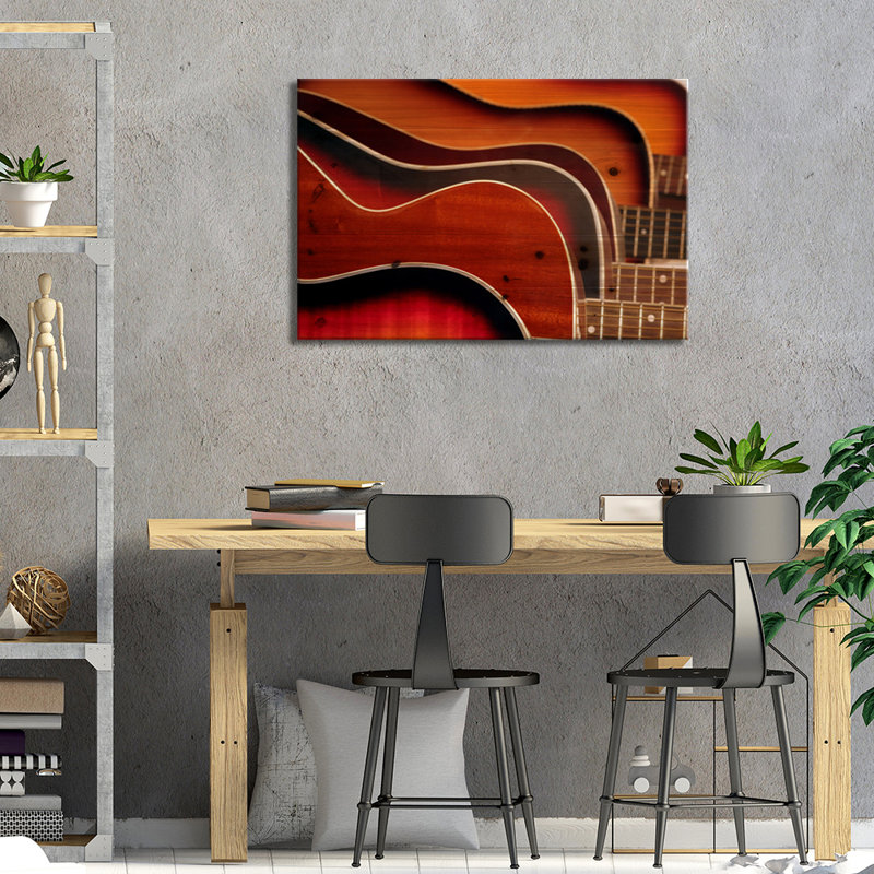 Guitare acoustique - impression, H 18 po x l 26 po x P 1,5 po, Toile tendue, Aucun mat