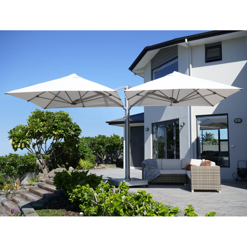 Shadowspec Unity™ Duo Square Umbrella, Black, 8 ft, Wall Mount Base
