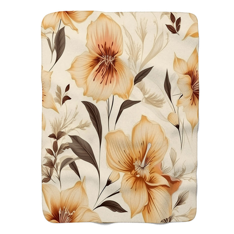 Fleurs mauves - couverture sherpa de qualité supérieure 1 pièce, Grand lit