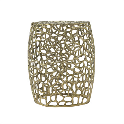 Aluminum Drum End Table with Intricate Design