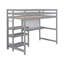 Lit mezzanine en bois avec tablettes, bureau et tableau d'écriture - Gris-1219920987