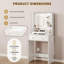 Meuble-lavabo moderne blanc 23,6 po avec miroir à DEL à intensité variable, station de charge intégrée, 2 grands tiroirs de rangement et 3 tablettes ouvertes, coiffeuse élégante avec boutons en cristal-715384219