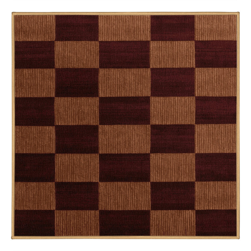 Tapis brun à carreaux lavable à la machine, Carré 4 pi