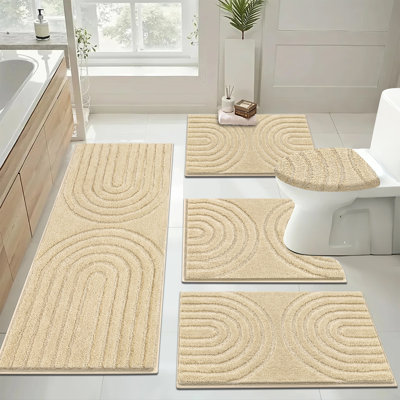 Absorbent Bath Mat Bathroom Rug (Set of 5)
