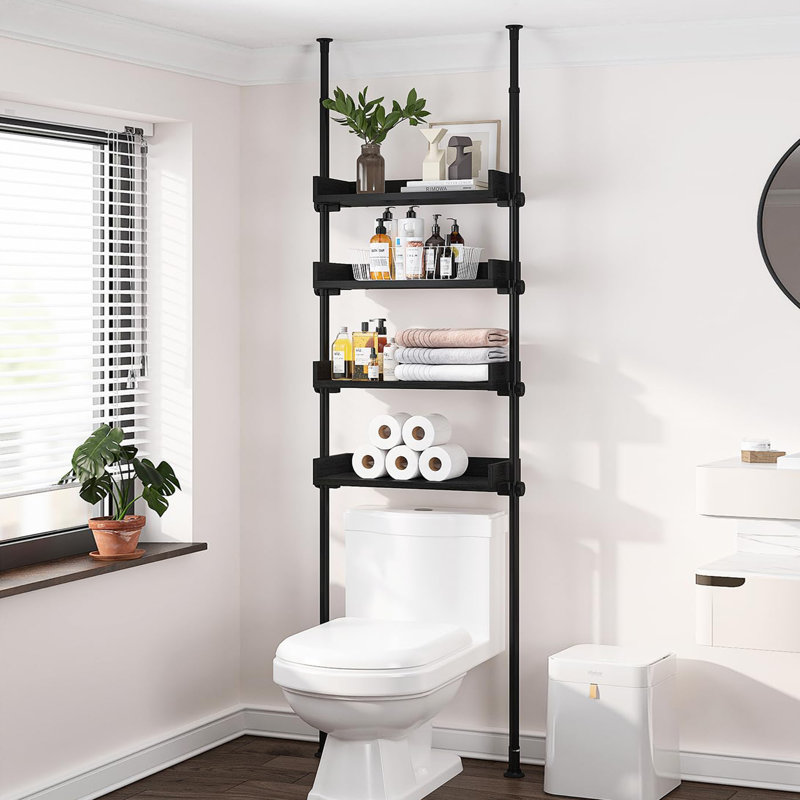 Rangement à 4 niveaux réglable au-dessus de la toilette, Noir