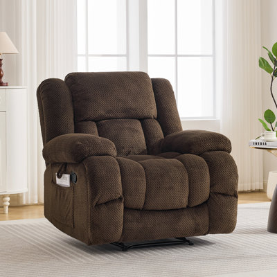 41.3" Wide Oversized Plush Fabric Soft Padding Manual Recliner Chair With Storage Pocket