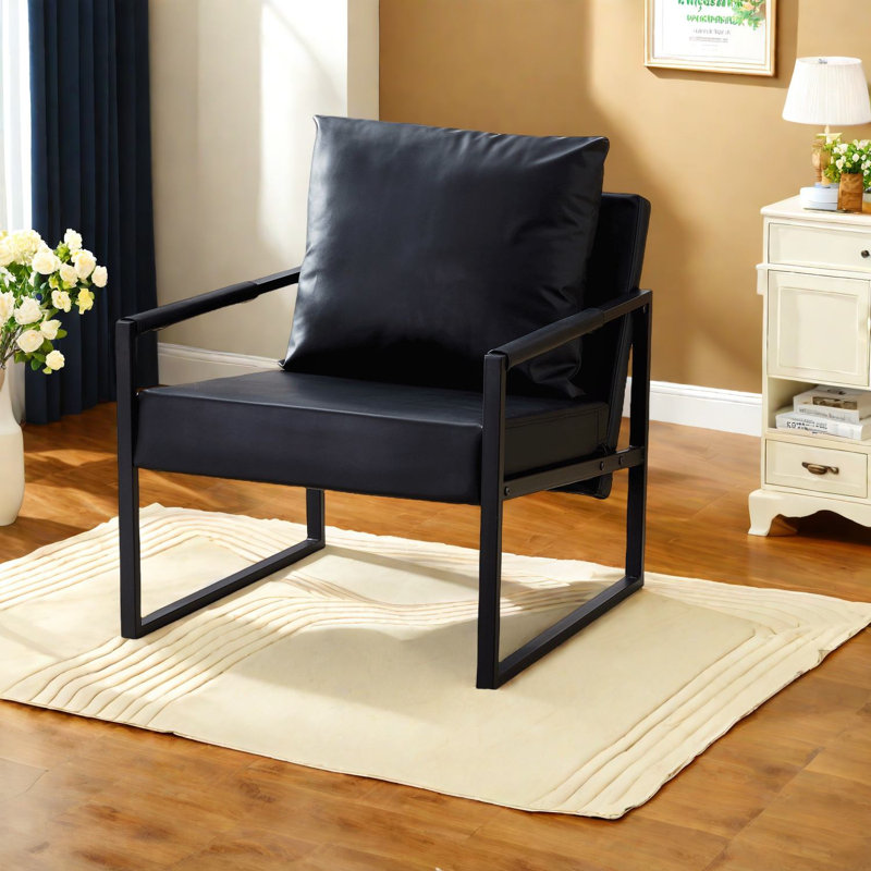 Canapés confortables en cuir PU noir, design industriel moderne pour espaces polyvalents