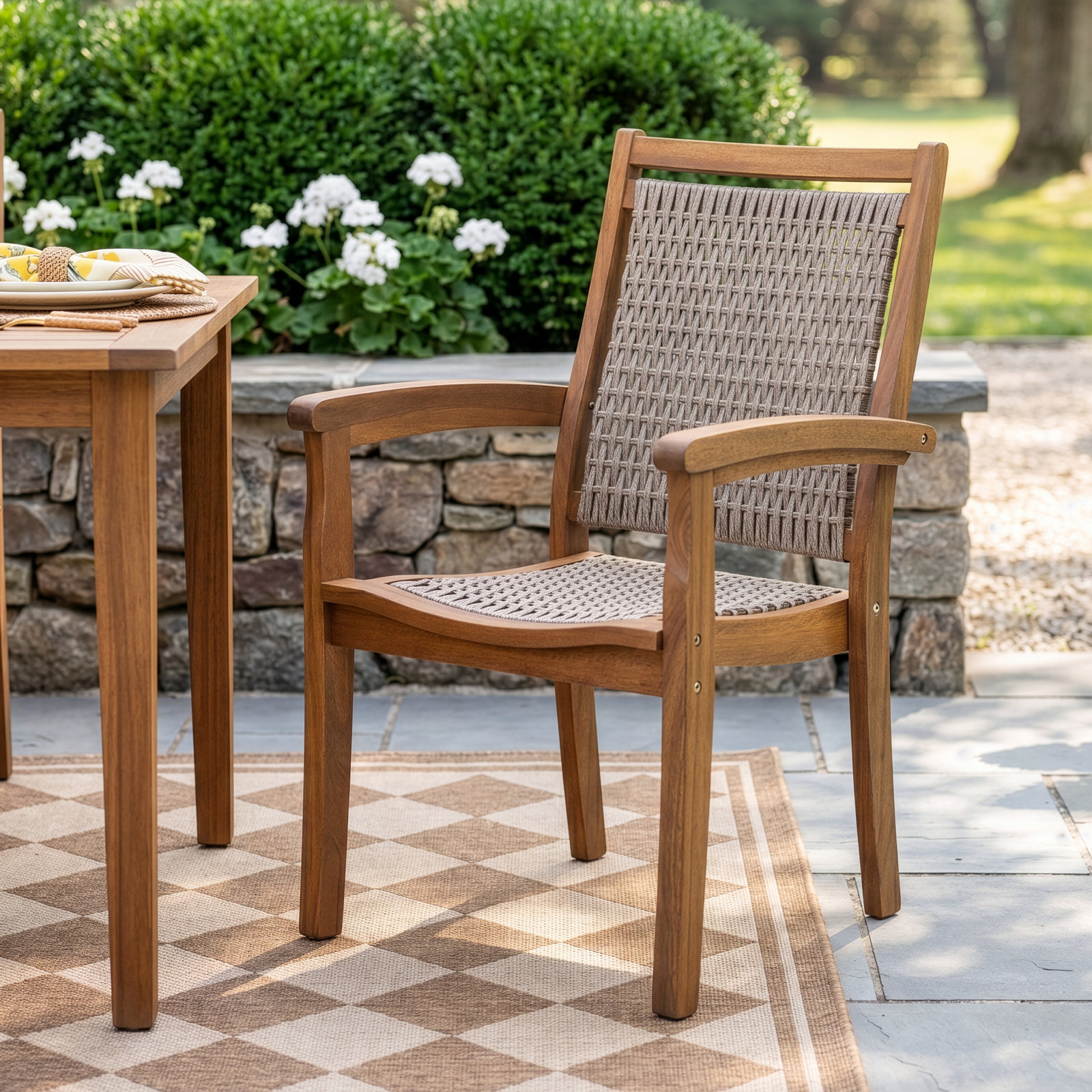 Fleur Stackable Eucalyptus Patio Armchair, Warm Brown